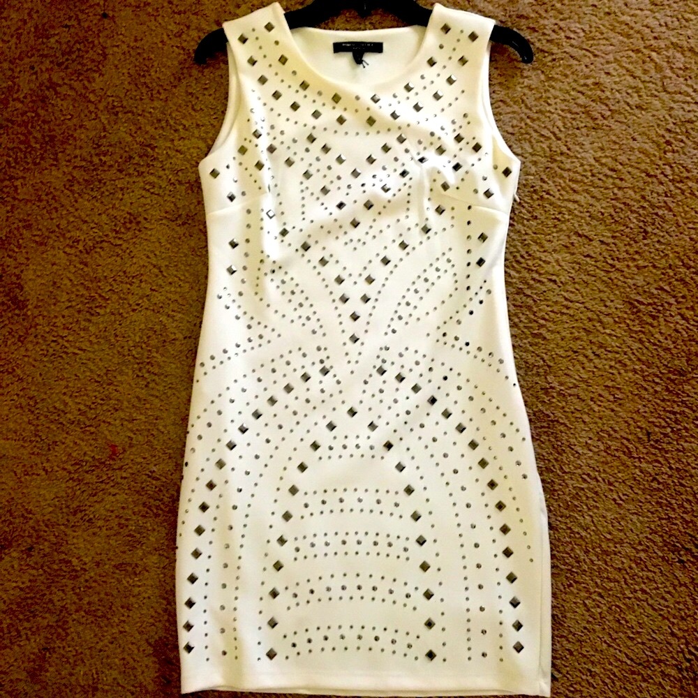 White Studded Bodycon Dress